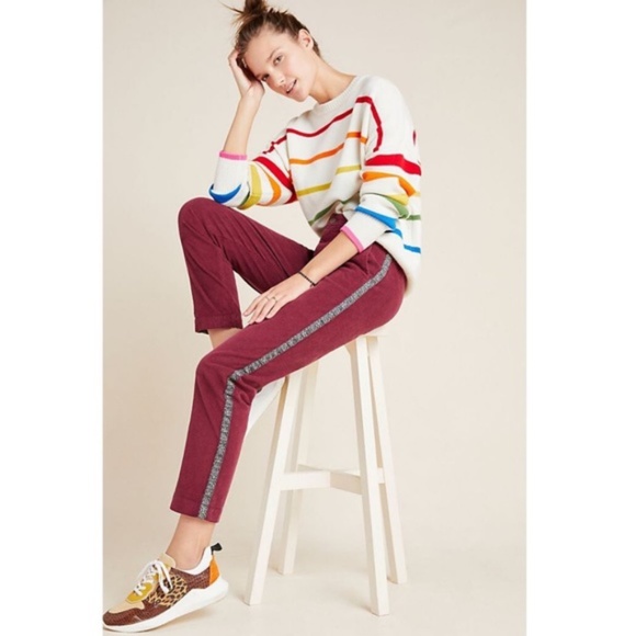 NWT SUNDRY LEOPARD-STRIPED CORDUROY TROUSERS - Picture 1 of 3